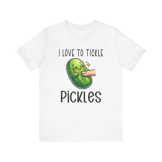 Funny Pickle T-Shirt, I Love to Tickle Pickles Tee, Hilarious Food Pun Shirt, Unisex Graphic Top, Humorous Vegetable Tshirt, Sarcastic Tee