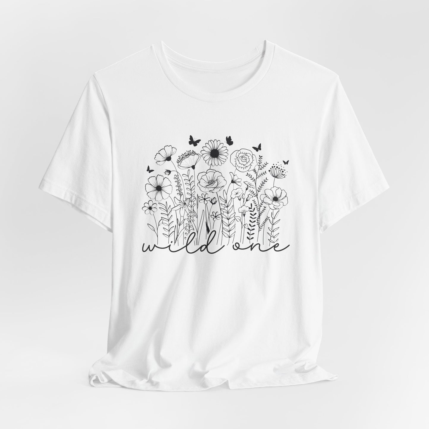 Wild One T-Shirt, Floral Graphic Tee, Nature Lover Gift, Unisex Short Sleeve Shirt, Summer Outfit, Wildflower Apparel