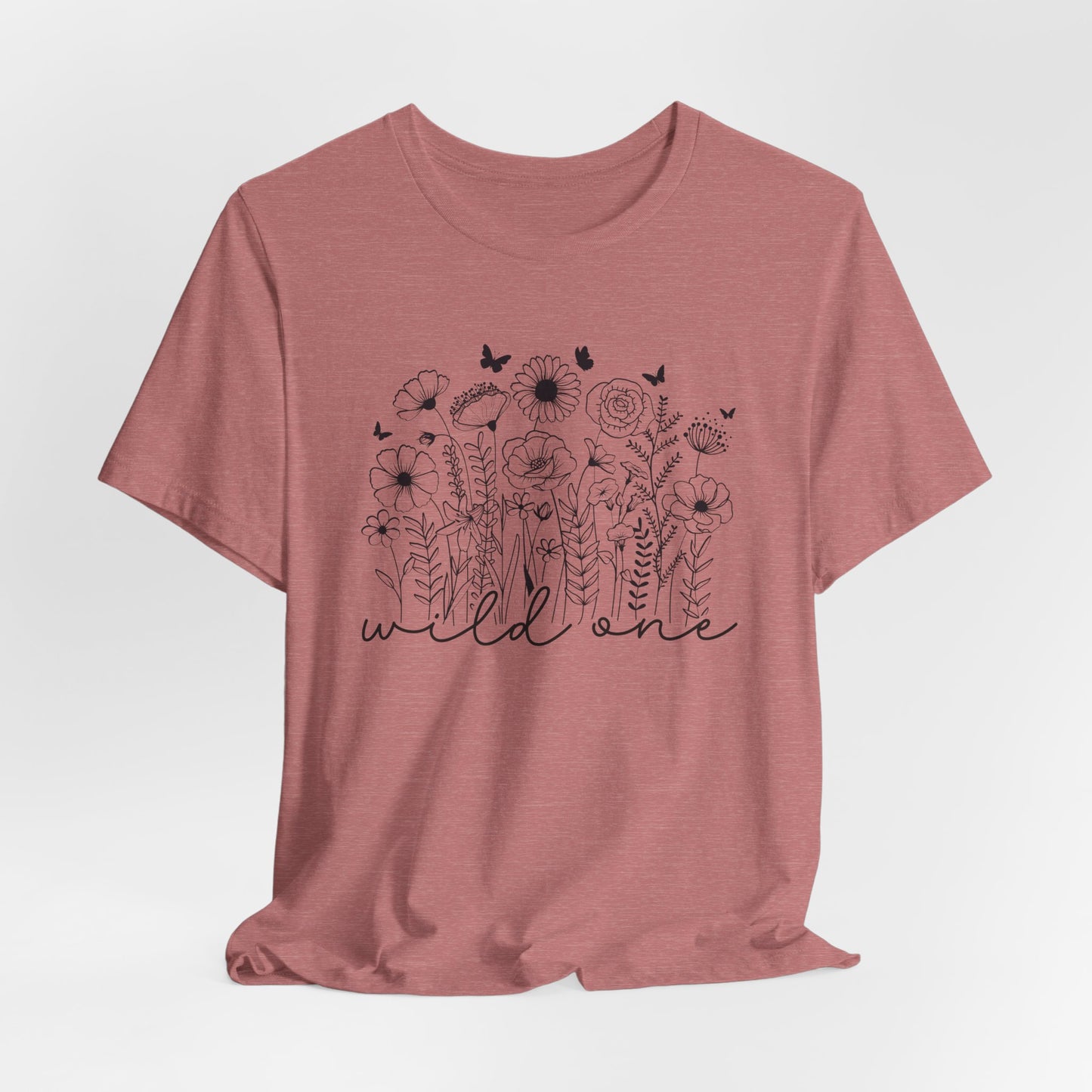 Wild One T-Shirt, Floral Graphic Tee, Nature Lover Gift, Unisex Short Sleeve Shirt, Summer Outfit, Wildflower Apparel