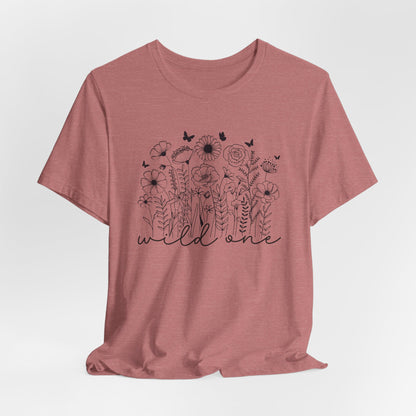 Wild One T-Shirt, Floral Graphic Tee, Nature Lover Gift, Unisex Short Sleeve Shirt, Summer Outfit, Wildflower Apparel