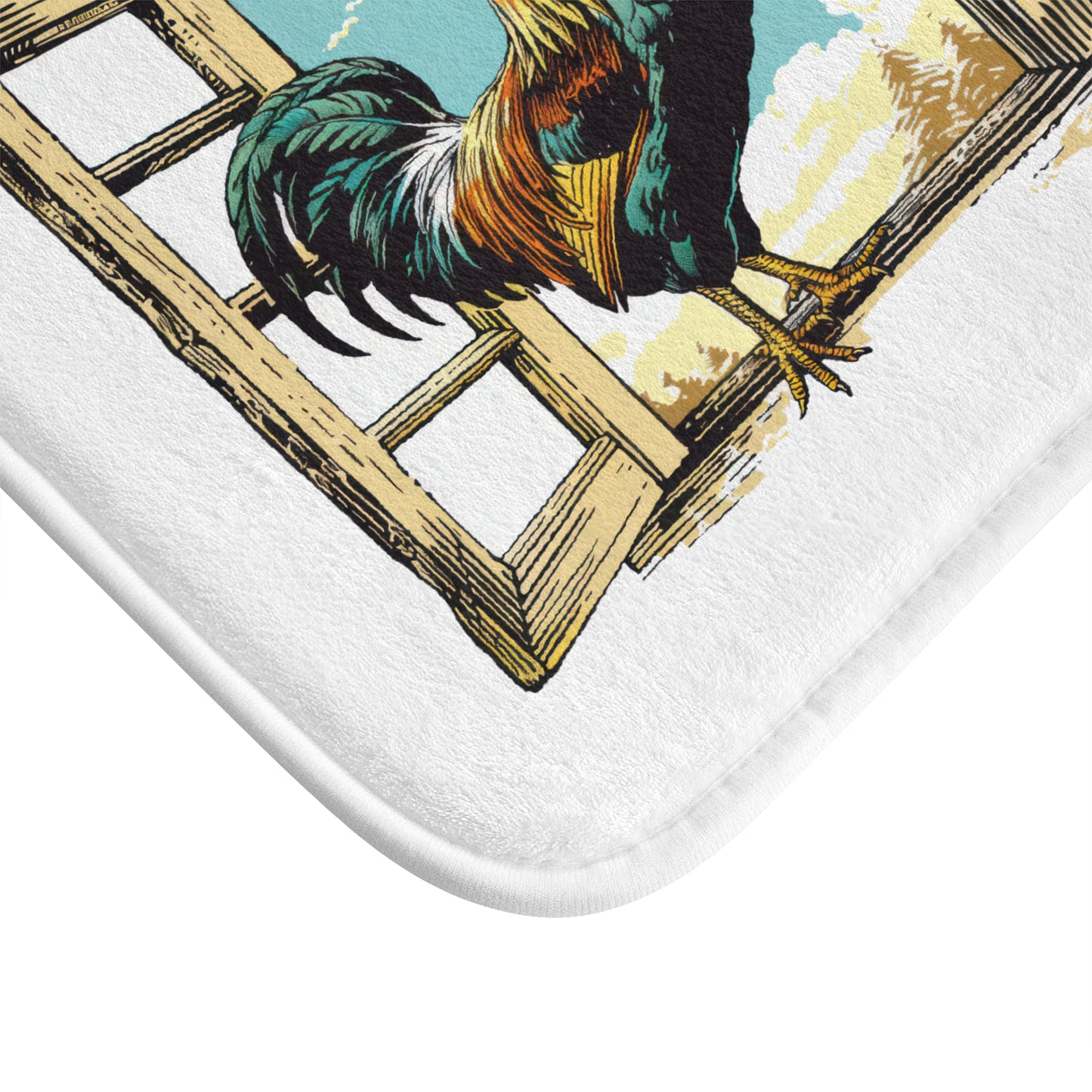 Bath Mat with Rooster and Rise and Shine Cluckers