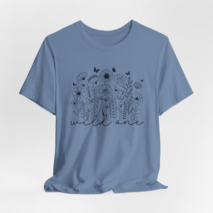 Wild One T-Shirt, Floral Graphic Tee, Nature Lover Gift, Unisex Short Sleeve Shirt, Summer Outfit, Wildflower Apparel