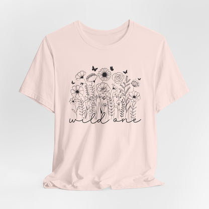 Wild One T-Shirt, Floral Graphic Tee, Nature Lover Gift, Unisex Short Sleeve Shirt, Summer Outfit, Wildflower Apparel