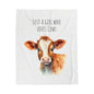 Velveteen Plush Blanket - Watercolor Baby Cow 'Just a Girl Who Loves Cows'