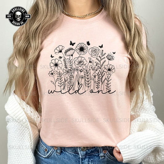 Wild One T-Shirt, Floral Graphic Tee, Nature Lover Gift, Unisex Short Sleeve Shirt, Summer Outfit, Wildflower Apparel